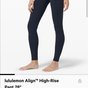 Lululemon high rise align 28’ leggings.